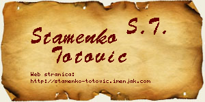 Stamenko Totović vizit kartica